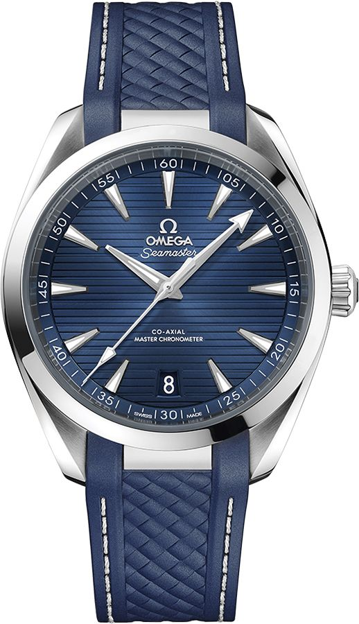 Omega Seamaster Aqua Terra 150M 41-220.12.41.21.03.007 (Structured Blue Rubber Strap, Horizontal-teak Blue Index Dial, Stainless Steel Bezel)