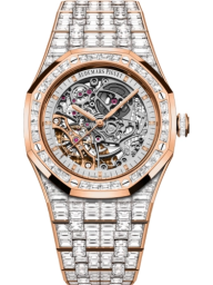 Audemars Piguet Royal Oak 41-15417OR.ZZ.1267OR.01.A (Baguette-cut Diamond-set Pink Gold Bracelet, Rhodium-toned Openworked Index Dial, Baguette-cut Diamond-set Bezel) (15417OR.ZZ.1267OR.01.A)