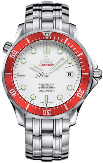 Omega Seamaster Diver 300M 41-212.30.41.20.04.001 (Stainless Steel Bracelet, White Dot Index Dial, Rotating Red Ceramic Bezel)