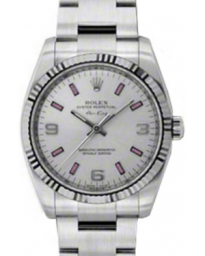 Rolex Air-King 34-114234 (Oystersteel Oyster Bracelet, Silver Pink-Index/Arabic Dial, Fluted Bezel)