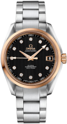 Omega Seamaster Aqua Terra 150M 38.5-231.20.39.21.51.003 (Stainless Steel Bracelet, Vertical-teak Black Diamond Index Dial, Red Gold Bezel) (Omega 231.20.39.21.51.003)