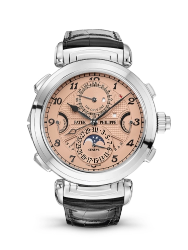 Patek Philippe Grand Complications 47.7-6300A-010 (Shiny-black Alligator Leather Strap, Salmon-Black Double-sided Arabic Dial, Stainless Steel Smooth Bezel)
