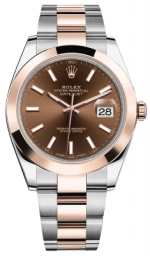 Rolex Datejust 41-126301 (Everose Rolesor Oyster Bracelet, Chocolate Index Dial, Smooth Bezel) (m126301-0001)