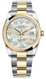 Rolex Datejust 36-126203 (Yellow Rolesor Oyster Bracelet, Gold Diamond-set White MOP Dial, Domed Bezel) (m126203-0024)