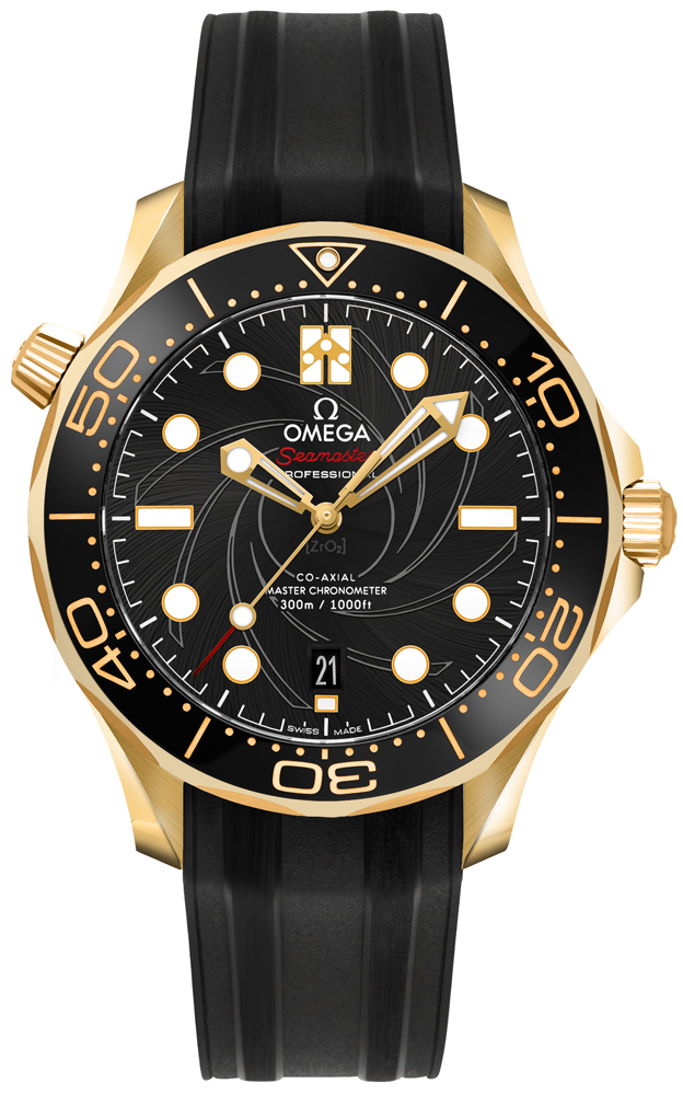 Omega Seamaster Diver 300M 42-210.62.42.20.01.001 (Black Rubber Strap, Ceramic Spiral-brushed Black Dot Index Dial, Rotating Black Ceramic Bezel)