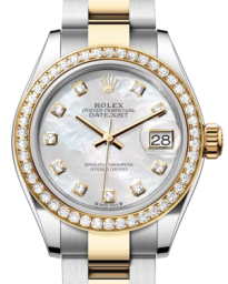 Rolex Lady-Datejust 28-279383RBR (Yellow Rolesor Oyster Bracelet, Gold Diamond-set White MOP Dial, Diamond Bezel) (m279383rbr-0020)