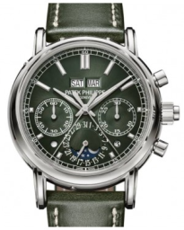 Patek Philippe Grand Complications 40-5204G-001 (Shiny Olive-green Calfskin Strap, Olive-green Sunburst Black-gradient Rim Dial, Smooth Bezel) (5204G-001)