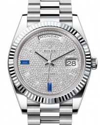 Rolex Day-Date 40-228236 (Platinum President Bracelet, Diamond-paved Diamond-set Index Dial, Fluted Bezel) (m228236-0009)