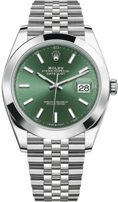 Rolex Datejust 41-126300 (Oystersteel Jubilee Bracelet, Mint-green Index Dial, Smooth Bezel)