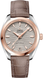 Omega Seamaster Aqua Terra 150M 34-220.23.34.20.06.001 (Taupe-brown Alligator Leather Strap, Wave-embossed Agate-grey Index Dial, Sedna Gold Bezel) (Omega 220.23.34.20.06.001)