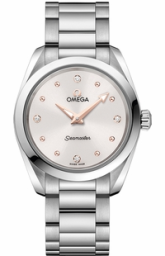 Omega Seamaster Aqua Terra 150M 28-220.10.28.60.54.001 (Stainless Steel Bracelet, White Diamond Index Dial, Stainless Steel Bezel) (Omega 220.10.28.60.54.001)