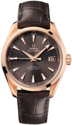 Omega Seamaster Aqua Terra 150M 41.5-231.53.42.21.06.001 (Brown Alligator Leather Strap, Vertical-teak Grey Index Dial, Red Gold Bezel) (Omega 231.53.42.21.06.001)