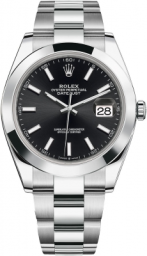 Rolex Datejust 41-126300 (Oystersteel Oyster Bracelet, Bright-black Index Dial, Smooth Bezel) (m126300-0011)