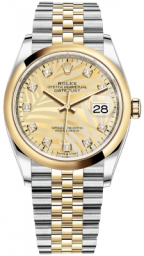 Rolex Datejust 36-126203 (Yellow Rolesor Jubilee Bracelet, Gold Diamond-set Golden Palm Dial, Domed Bezel) (m126203-0043)