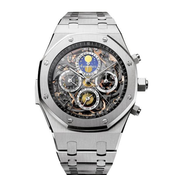 Audemars Piguet Royal Oak 44-26065IS.OO.1105IS.01 (Titanium Bracelet, Transparent Sapphire Openworked Black Dial, Titanium Smooth Bezel)