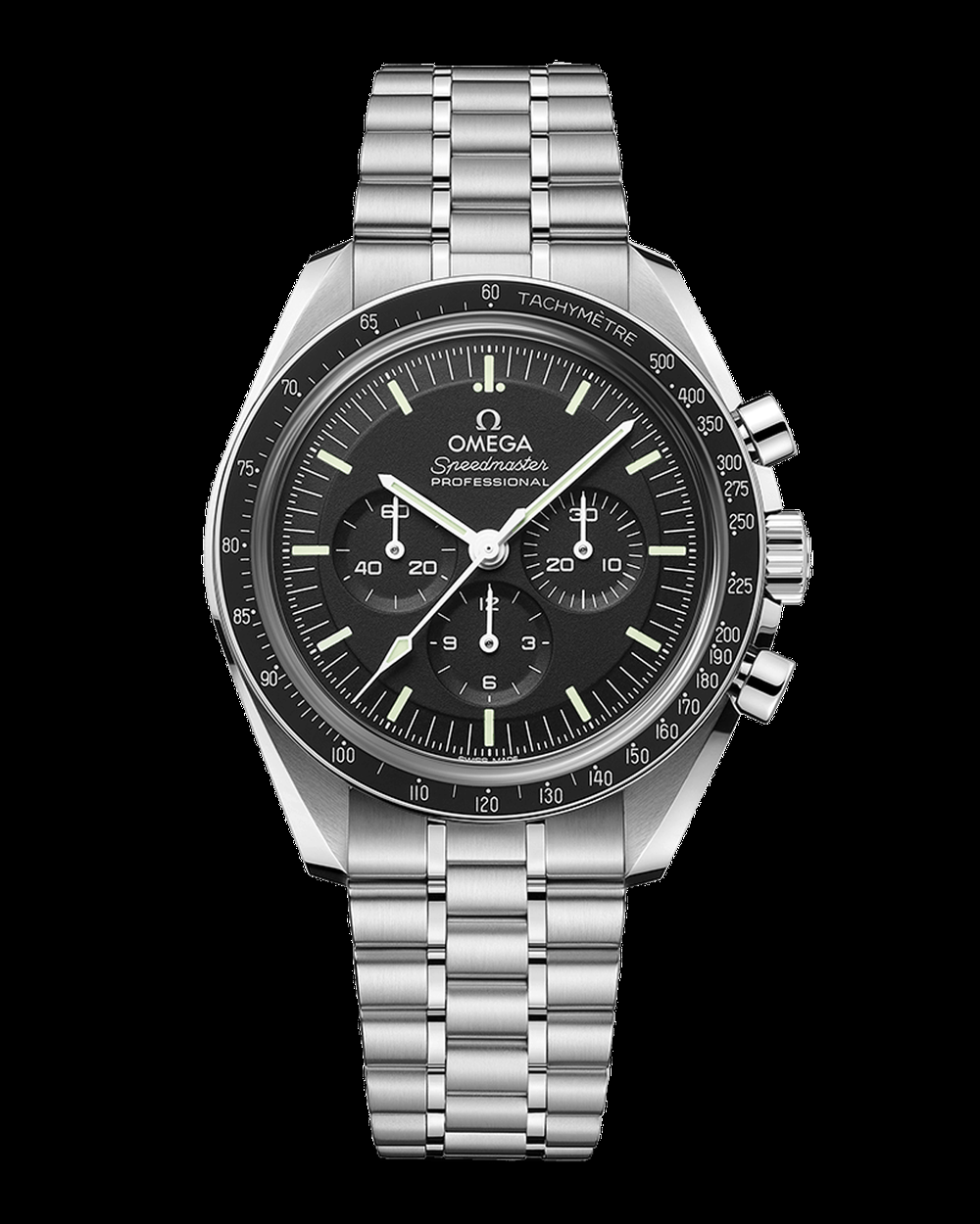 Omega Speedmaster Moonwatch 42-3574.50.00 (Stainless Steel Bracelet, Black Index Dial, Black Tachymeter Bezel)