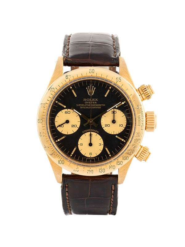 Rolex Daytona 6265 (Black Leather Strap, Black Dial, Gold Subdials)