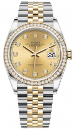 Rolex Datejust 36-126283RBR (Yellow Rolesor Jubilee Bracelet, Gold Diamond-set Champagne Dial, Diamond Bezel) (m126283rbr-0003)