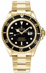 Rolex Submariner 40-16618 (Yellow Gold Oyster Bracelet, Black Diver Dial, Black Aluminum Bezel)