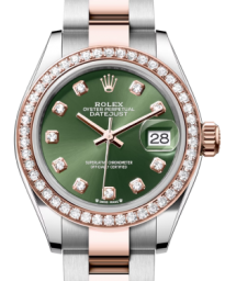 Rolex Lady-Datejust 28-279381RBR (Everose Rolesor Oyster Bracelet, Gold Diamond-set Olive-green Dial, Diamond Bezel) (m279381rbr-0008)