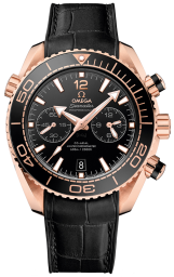 Omega Seamaster Planet Ocean 600M 45.5-215.63.46.51.01.001 (Black Alligator Leather Strap, Black Ceramic Arabic/Index Dial, Rotating Black Ceramic Bezel) (Omega 215.63.46.51.01.001)