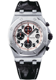 Audemars Piguet Royal Oak OffShore 42-26170ST.OO.D101CR.02 (Black Alligator Leather Strap, Méga Tapisserie Silver-toned Arabic Dial, Stainless Steel Smooth Bezel) (26170ST.OO.D101CR.02)