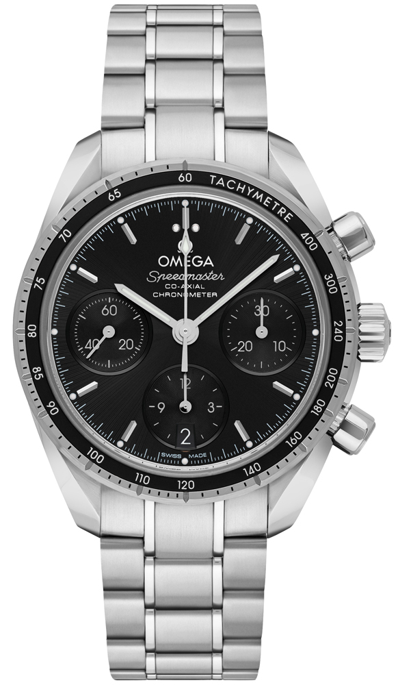 Omega Speedmaster Non-Moonwatch 38-324.30.38.50.01.001 (Stainless Steel Bracelet, Sun-brushed Black Index Dial, Black Tachymeter Bezel)