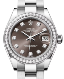 Rolex Lady-Datejust 28-279384RBR (Oystersteel Oyster Bracelet, Gold Diamond-set Dark-grey Dial, Diamond Bezel) (m279384rbr-0018)