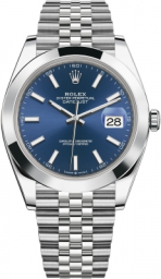 Rolex Datejust 41-126300 (Oystersteel Jubilee Bracelet, Bright-blue Index Dial, Smooth Bezel) (m126300-0002)