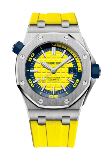 Audemars Piguet Royal Oak Offshore 42-15710ST.OO.A051CA.01 (Yellow Rubber Strap, Méga Tapisserie Yellow Index Dial, Stainless Steel Smooth Bezel)