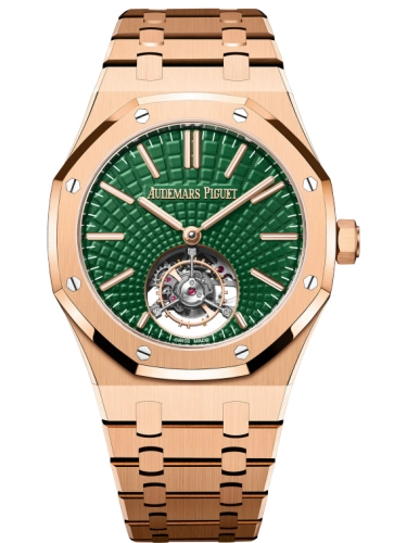 Audemars Piguet Royal Oak 41-26533OR.OO.1220OR.01 (Pink Gold Bracelet, Evolutive Tapisserie Green Index Dial, Pink Gold Smooth Bezel)