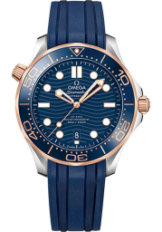 Omega Seamaster Diver 300M 42-210.22.42.20.03.002 (Blue Rubber Strap, Wave-embossed Blue Dot Index Dial, Rotating Blue Ceramic Bezel) (Omega 210.22.42.20.03.002)