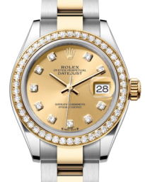 Rolex Lady-Datejust 28-279383RBR (Yellow Rolesor Oyster Bracelet, Gold Diamond-set Champagne Dial, Diamond Bezel) (m279383rbr-0012)