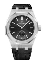 Audemars Piguet Royal Oak 42-26591PT.OO.D002CR.01 (Matte-black Alligator Leather Strap, Grande Tapisserie Black Index Dial, Platinum Smooth Bezel) (26591PT.OO.D002CR.01)