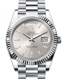Rolex Day-Date 40-228236 (Platinum President Bracelet, Silver Diamond-set Index Dial, Fluted Bezel) (m228236-0002)