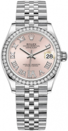 Rolex Datejust 31-278384RBR (Oystersteel Jubilee Bracelet, VI Diamond-set Pink Dial, Diamond Bezel)