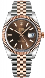 Rolex Datejust 41-126331 (Everose Rolesor Jubilee Bracelet, Chocolate Index Dial, Fluted Bezel) (m126331-0002)