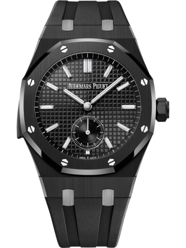 Audemars Piguet Royal Oak 42-26591CE.OO.D002CA.02 (Black Rubber Strap, Grande Tapisserie Black Index Dial, Black Ceramic Smooth Bezel)