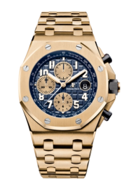 Audemars Piguet Royal Oak OffShore 42-26470BA.OO.1000BA.01 (Yellow Gold Bracelet, Méga Tapisserie Blue Arabic Dial, Yellow Gold Smooth Bezel) (26470BA.OO.1000BA.01)