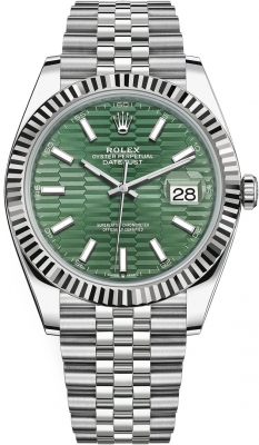 Rolex Datejust 41-126334 (Oystersteel Jubilee Bracelet, Mint-green Fluted Index Dial, Fluted Bezel)