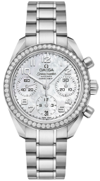 Omega Speedmaster Non-Moonwatch 38-324.15.38.40.05.001 (Stainless Steel Bracelet, White MOP Index Dial, Stainless Steel Diamond-set Bezel) (Omega 324.15.38.40.05.001)