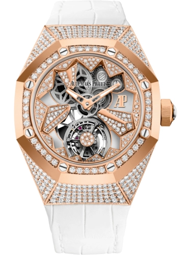 Audemars Piguet Royal Oak Concept 38.5-26227OR.ZZ.D011CR.01 (White Alligator Leather Strap, Brilliant-cut Diamond-set Pink Gold Openworked Dial, Brilliant-cut Diamond-set Bezel)