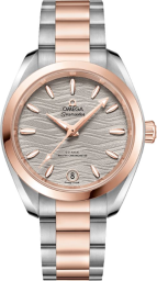 Omega Seamaster Aqua Terra 150M 34-220.20.34.20.06.001 (Stainless Steel & Sedna Gold Bracelet, Wave-embossed Agate-grey Index Dial, Sedna Gold Bezel) (Omega 220.20.34.20.06.001)