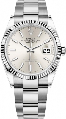 Rolex Datejust 36-126234 (Oystersteel Oyster Bracelet, Silver Index Dial, Fluted Bezel)