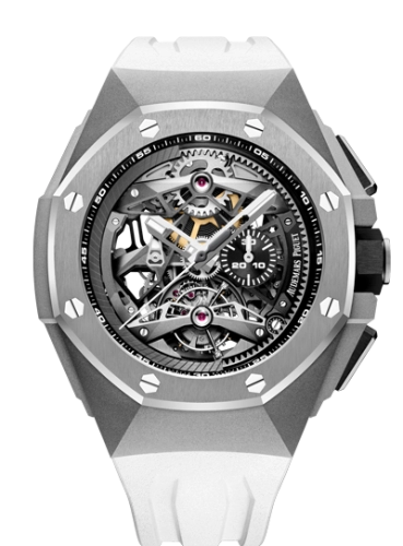 Audemars Piguet Royal Oak Concept 44-26587TI.OO.D010CA.01 (White Rubber Strap, Grey Openworked Dial, Grey Ceramic Smooth Bezel)