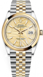 Rolex Datejust 36-126203 (Yellow Rolesor Jubilee Bracelet, Golden Palm Index Dial, Domed Bezel) (m126203-0037)