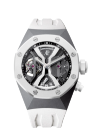 Audemars Piguet Royal Oak Concept 44-26580IO.OO.D010CA.01 (White Rubber Strap, White & Grey Openworked Dial, White Ceramic Smooth Bezel) (26580IO.OO.D010CA.01)