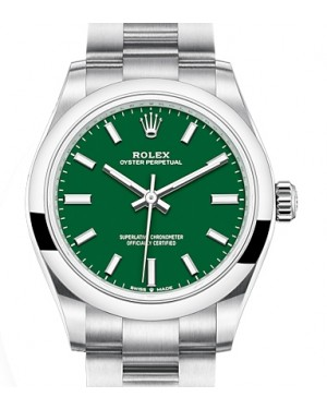 Rolex Oyster Perpetual 31-277200 (Oystersteel Oyster Bracelet, Green Index Dial, Domed Bezel)