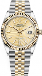 Rolex Datejust 36-126233 (Yellow Rolesor Jubilee Bracelet, Golden Palm Index Dial, Fluted Bezel) (m126233-0037)