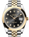 Rolex Datejust 41-126303 (Yellow Rolesor Jubilee Bracelet, Gold Diamond-set Bright-black Dial, Smooth Bezel)